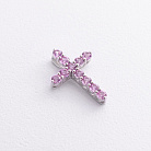 Срібний хрестик з рожевими синтетичними сапфірами 3011/1р-PSPH от ювелирного магазина Оникс