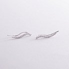 Срібні сережки - клаймбери "Хвиля" з фіанітами 902-01070 от ювелирного магазина Оникс - 1