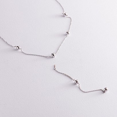 Кольє - краватка "Кульки" в білому золоті (2 в 1) кол02231 №6