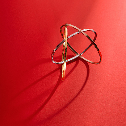 Жесткий браслет "Kylie" в желтом золоте б05543 №8