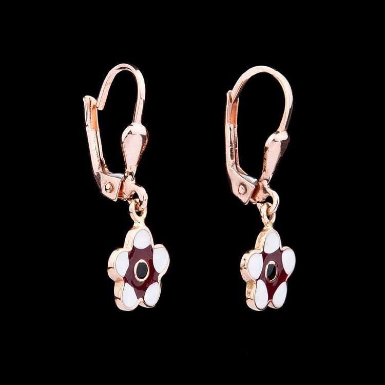 Золоті дитячі сережки "Квіточки" (емаль) с01937 від ювелірного магазину Онікс