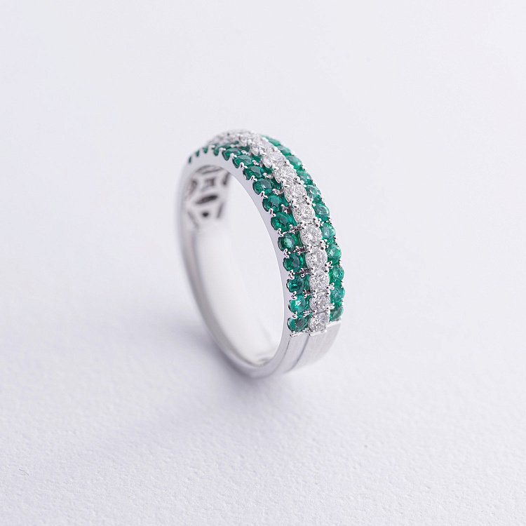 Золотое кольцо с изумрудами и бриллиантами кб0210cha от ювелирного магазина Оникс