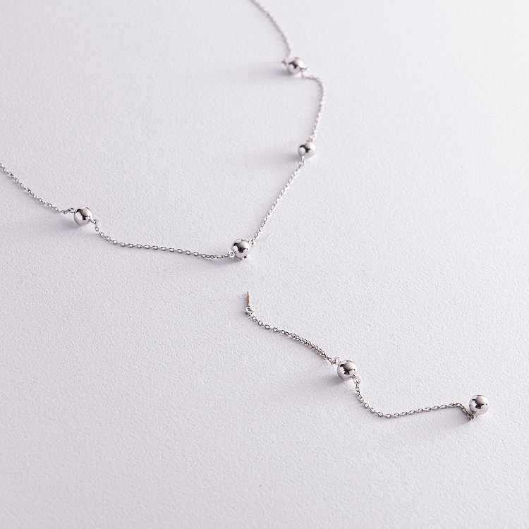 Кольє - краватка "Кульки" в білому золоті (2 в 1) кол02231 від ювелірного магазину Онікс - 6