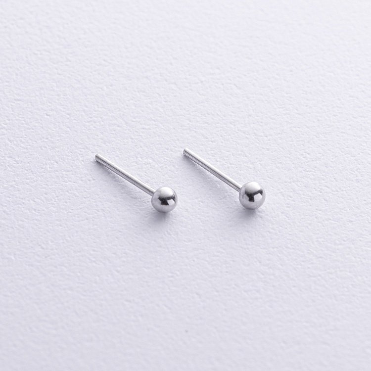 Серьги - пусеты "Шарики" в серебре (0.4 см) 122892 от ювелирного магазина Оникс
