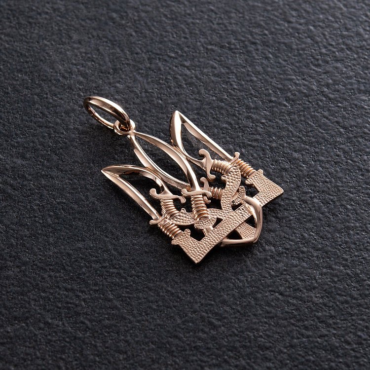 Підвіска "Тризуб з шаблями" у червоному золоті п03803 від ювелірного магазину Онікс - 5