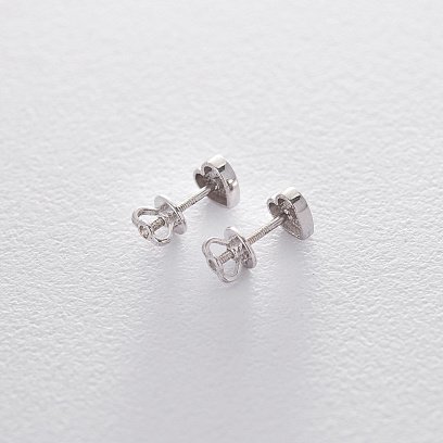 Золотые серьги-гвоздики "Сердечки" с06186 №5