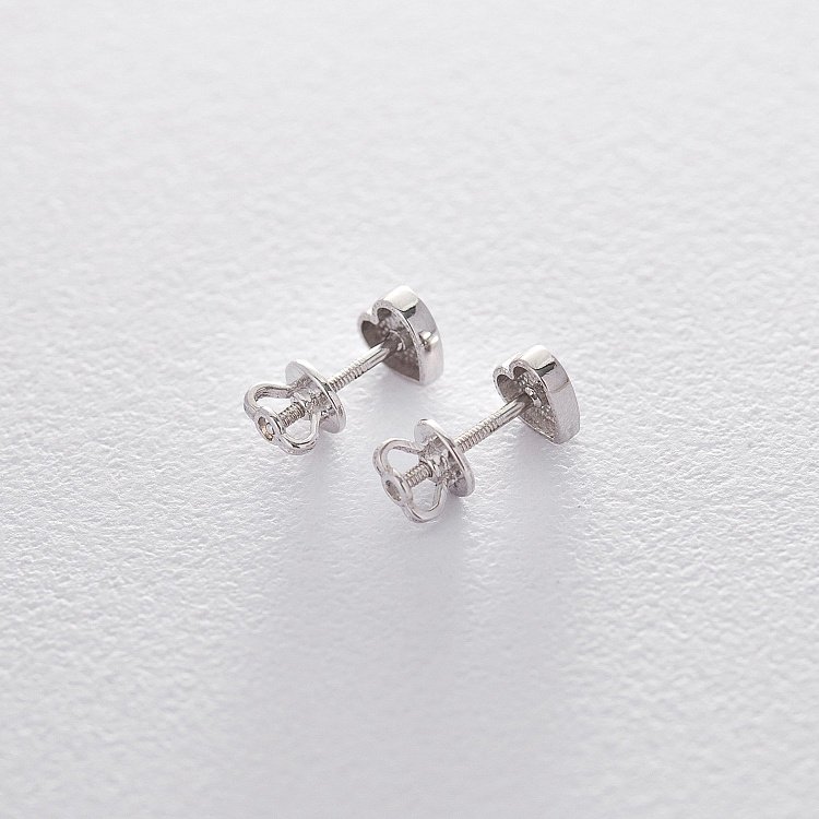 Золотые серьги-гвоздики "Сердечки" с06186 от ювелирного магазина Оникс - 4