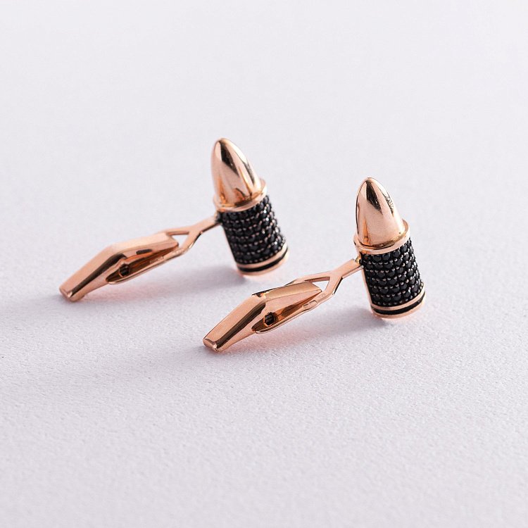 Золоті запонки "Кулі" з фіанітами зап00081 від ювелірного магазину Онікс - 3