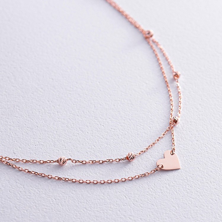 Подвійний золотий браслет "Сердечко" б05094 від ювелірного магазину Онікс - 2