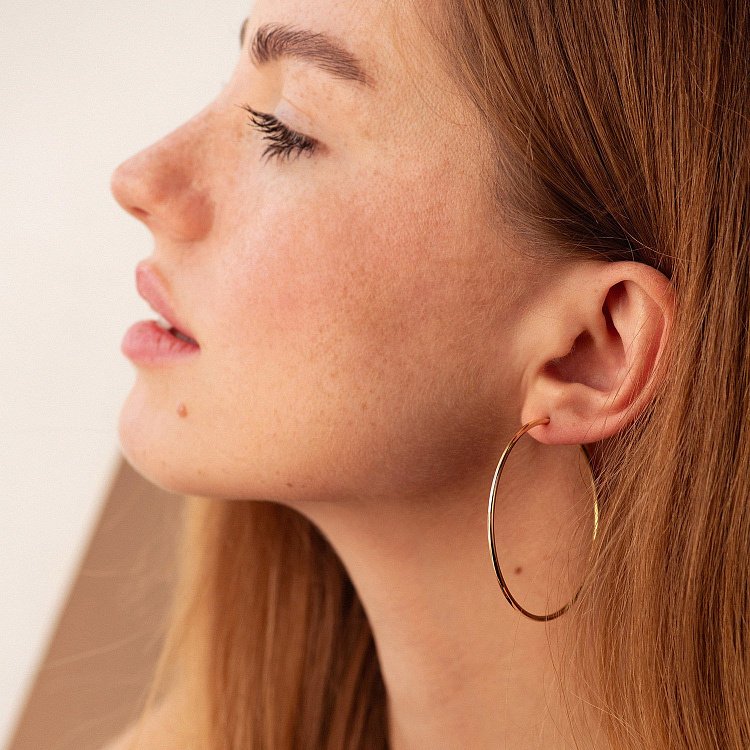 Серьги - кольца в желтом золоте (4.8 см) с08771 от ювелирного магазина Оникс - 3