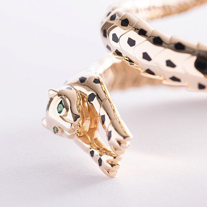 Браслет "Пантера" в жовтому золоті (фіаніт, емаль) б04504 №3