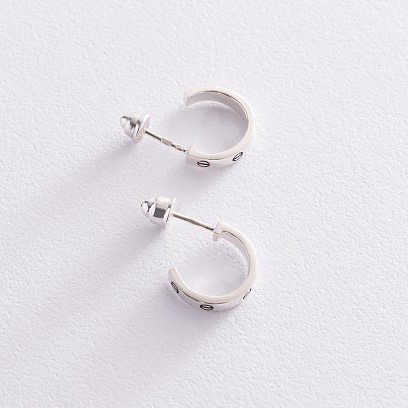 Серебряные серьги - пусеты "Love" 123012 №7