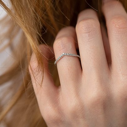 Каблучка "Особлива" з фіанітами (біле золото) к07218 №8