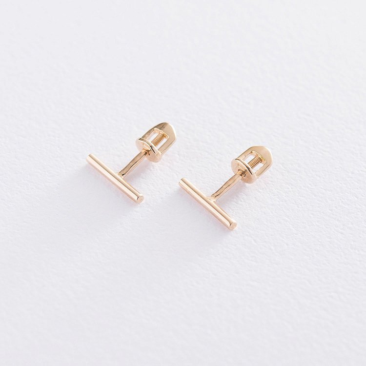Золотые серьги-пусеты "Минимум" с06752 от ювелирного магазина Оникс - 6