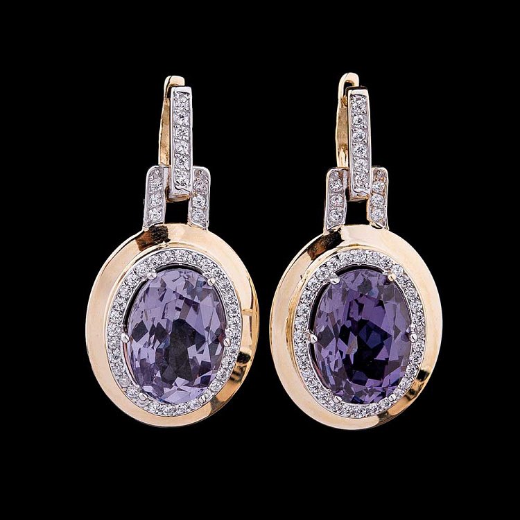 Золоті сережки з александритом і фіанітами с03721 від ювелірного магазину Онікс - 4