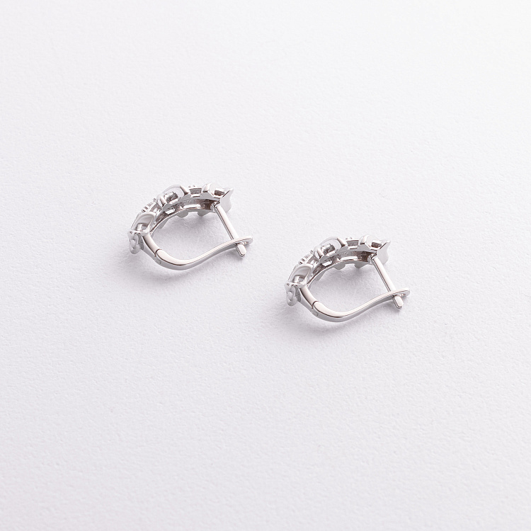 Серьги "Rosie" с фианитами (белое золото) с09166 от ювелирного магазина Оникс - 6