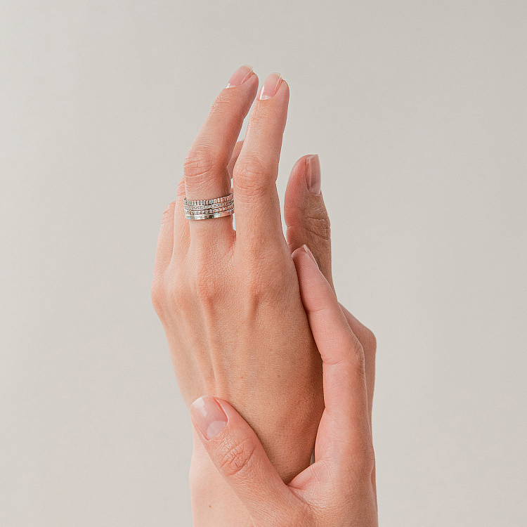 Кольцо "Sharon" с фианитами (белое золото) к08247 от ювелирного магазина Оникс - 5