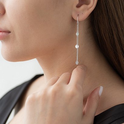 Золоті сережки-протяжки "Монетки" с06770 №2