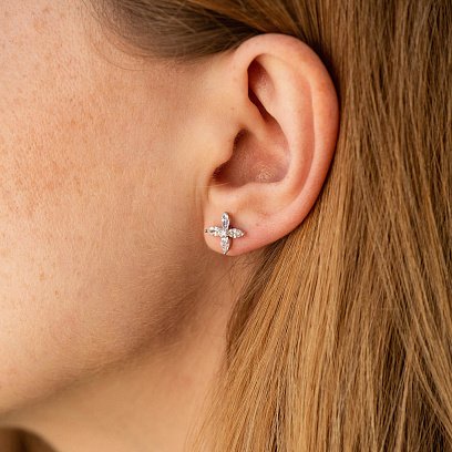 Золотые серьги - пусеты с бриллиантами сб0516sm №4