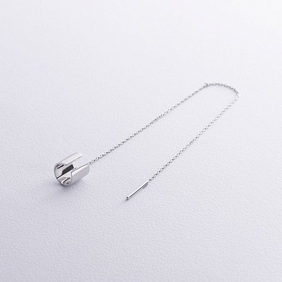 Сережки - каффа з ланцюжком (біле золото) с08730 №6