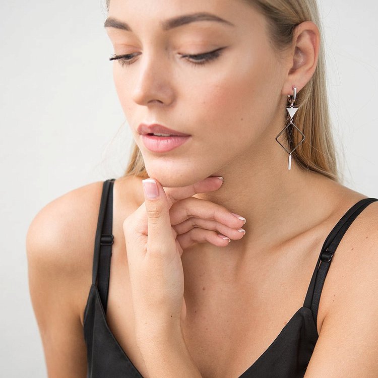 Серебряные серьги "Геометрия" 122244 от ювелирного магазина Оникс - 4