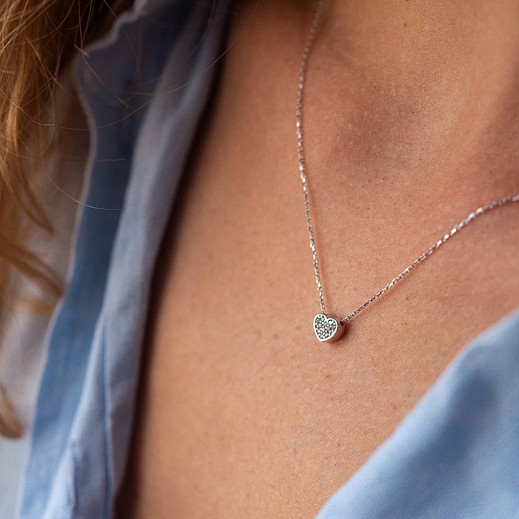 Колье "Сердечко" с фианитами (белое золото) кол02291 от ювелирного магазина Оникс - 3