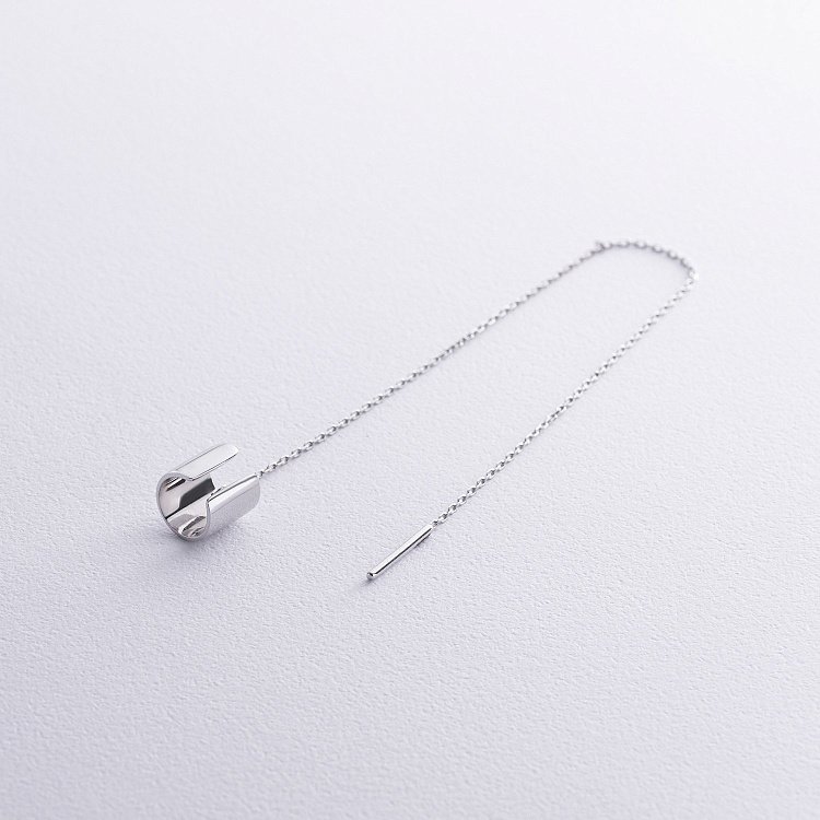 Сережки - каффа з ланцюжком (біле золото) с08730 від ювелірного магазину Онікс - 7