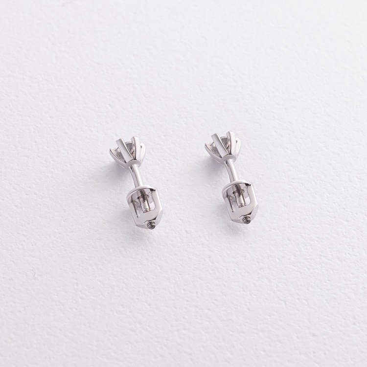 Золотые серьги - пусеты с фианитами с09285 от ювелирного магазина Оникс - 1