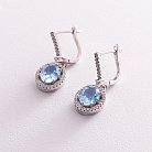 Срібні сережки з блакитними топазами і фіанітами 121355 от ювелирного магазина Оникс - 2