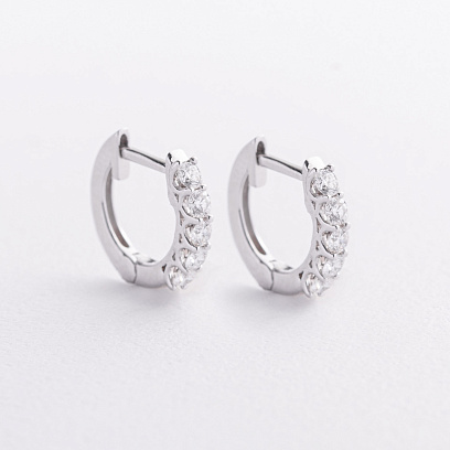 Золоті сережки - кільця з діамантами сб0548mi