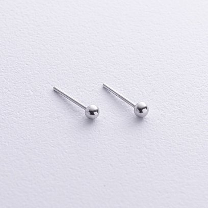 Сережки - пусети "Кульки" в сріблі (0.4 см) 122892