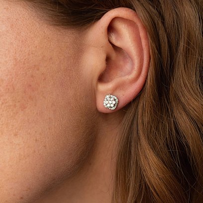 Золоті сережки - пусети "Конюшина" з діамантами сб0091cha №2