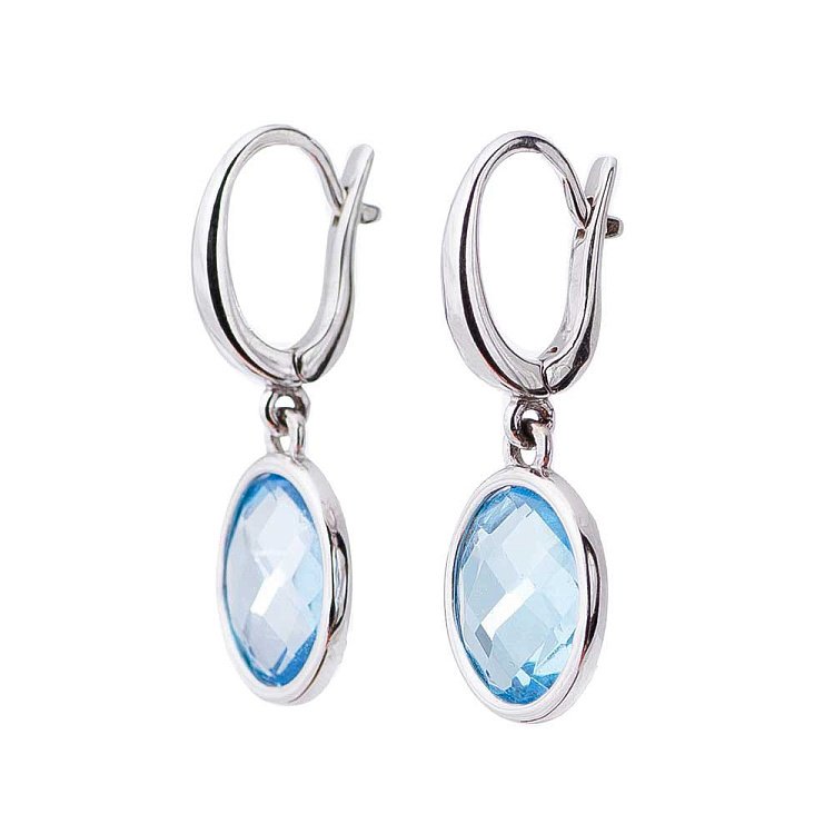 Золоті сережки з блакитним топазом 14048690 від ювелірного магазину Онікс - 2