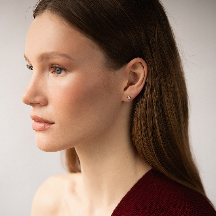 Золоті сережки - пусети з діамантами 344891121 від ювелірного магазину Онікс - 1