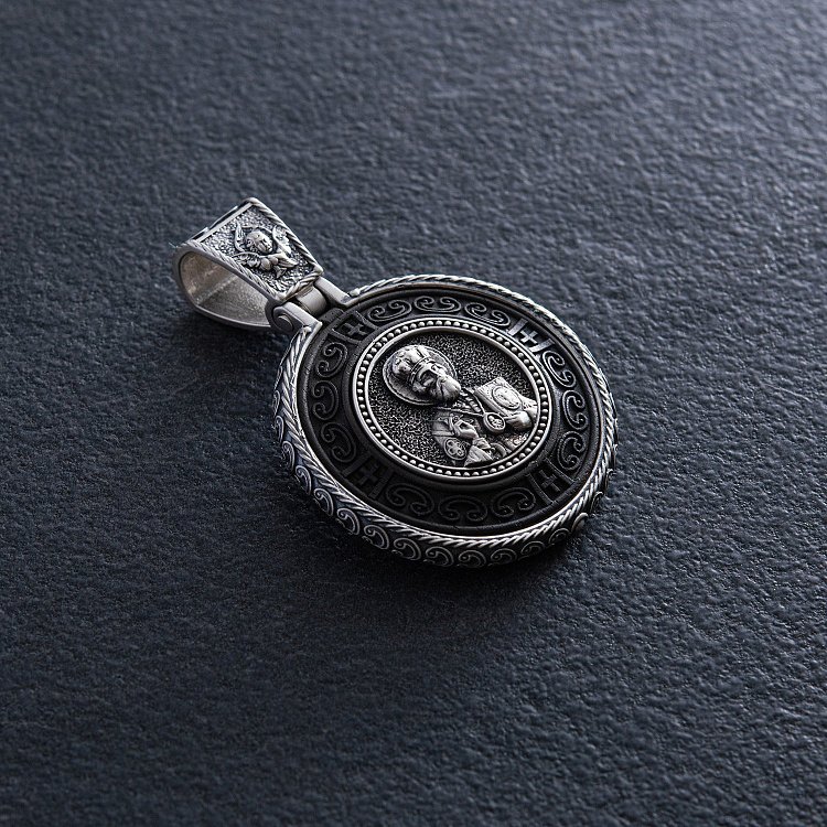 Срібний кулон "Миколай Чудотворець. Молитва" (ебенове дерево) 964 від ювелірного магазину Онікс