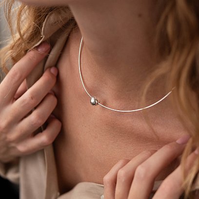 Серебряное колье с шариком 1099 №3