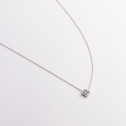 Золотое колье "Клевер" (бриллианты, голубой топаз) колб0168ca №3