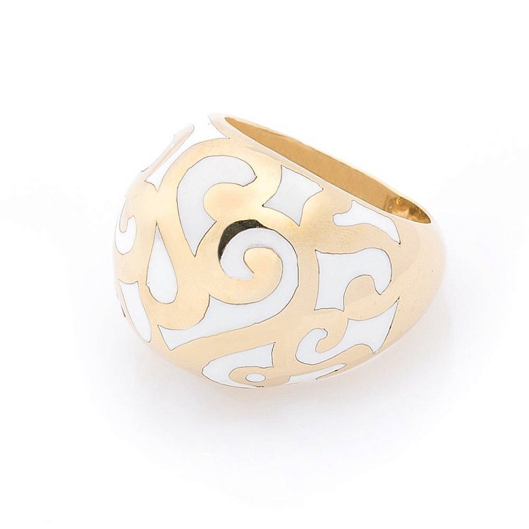 Ажурна золота каблучка (емаль) к00700 від ювелірного магазину Онікс - 1