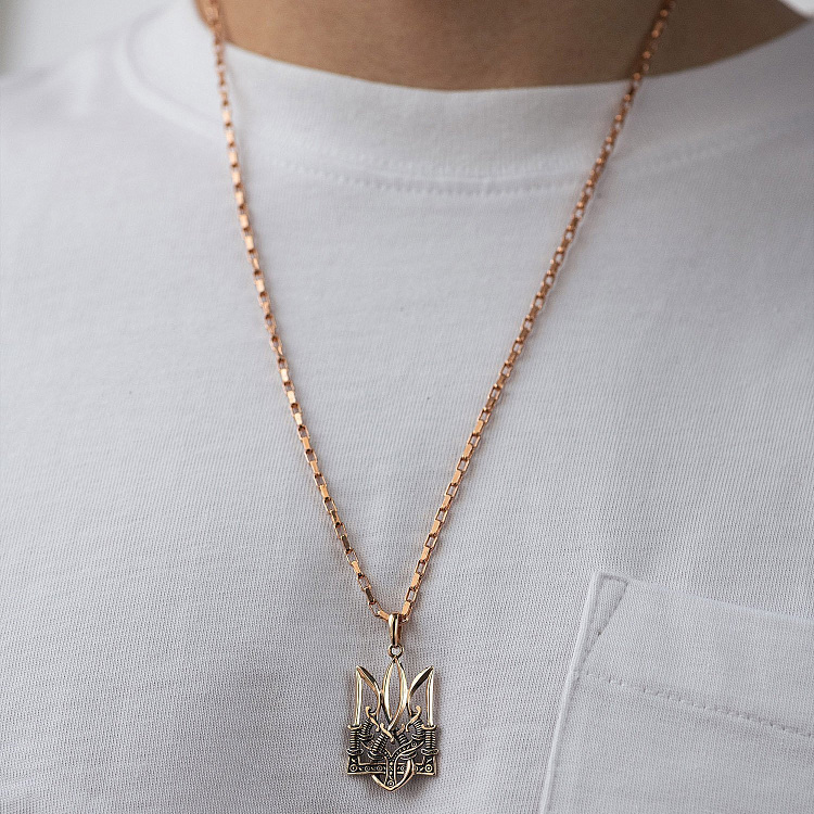 Підвіска "Тризуб з шаблями" у червоному золоті п03915 від ювелірного магазину Онікс - 2