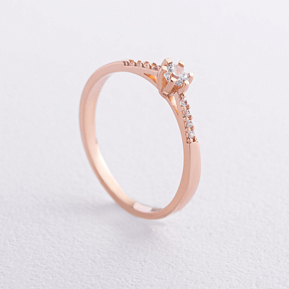 Заручальна золота каблучка з фіанітами к08427
