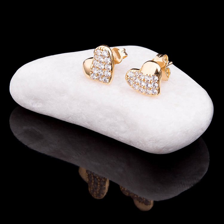 Золоті сережки-пусети з фіанітами с03508 від ювелірного магазину Онікс - 2