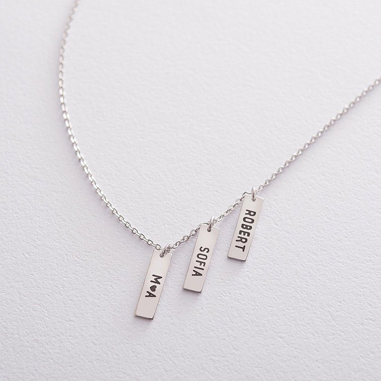 Серебряное колье "Символ" с гравировкой (тройное) 18980 от ювелирного магазина Оникс