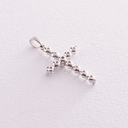 Хрестик у білому золоті з діамантами пб0288nl №4