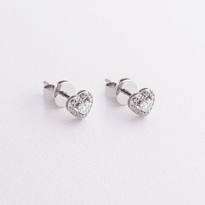 Золотые серьги - пусеты "Сердечки" (бриллианты) сб0644ca №2