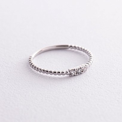 Шариковое кольцо "Мелоди" с фианитами (белое золото) к07395 №14