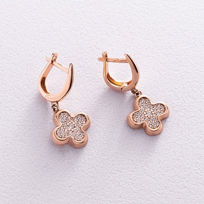 Золоті сережки "Конюшина" (фіаніти) с04476 №3