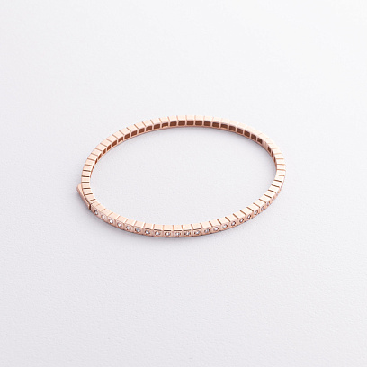 Жесткий золотой браслет "Кубики" (фианиты) б05611 №4