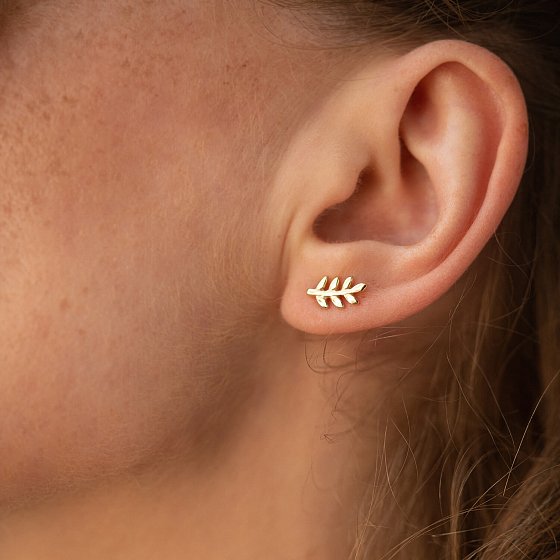 Серьги - пусеты "Веточки" в желтом золоте с08485 №2