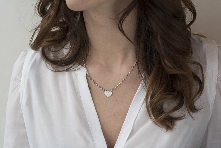 Срібне кольє "Сердечко" (родій) 18596 від ювелірного магазину Онікс - 3