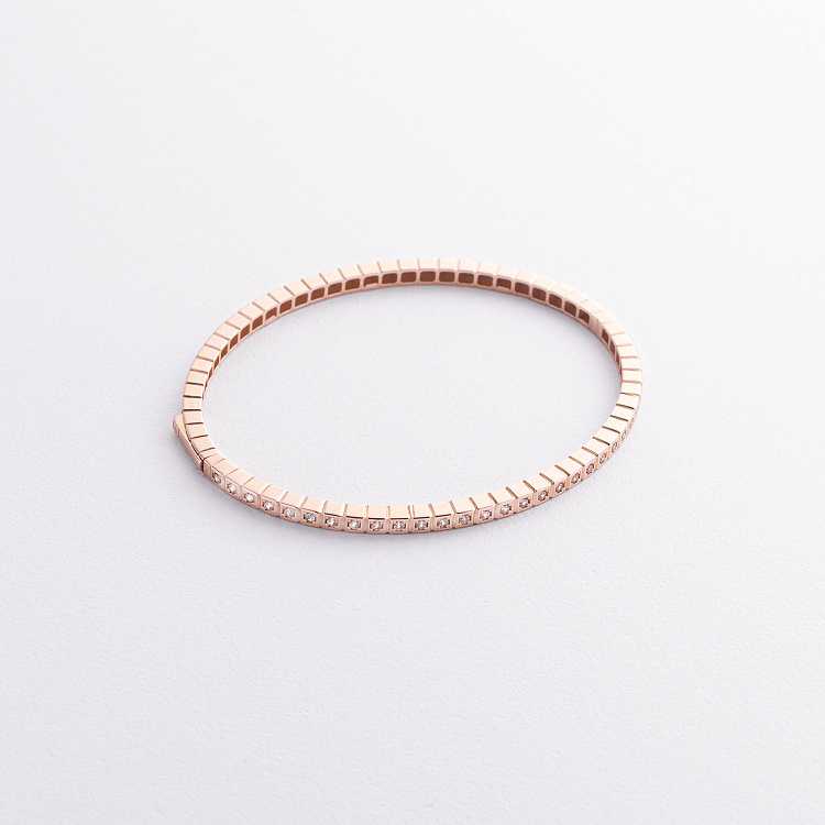 Жесткий золотой браслет "Кубики" (фианиты) б05611 от ювелирного магазина Оникс - 3